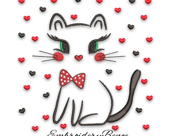 Cat embroidery machine designs cute kitty pattern instant digital download