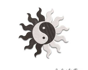 Yin Yang Sun Embroidery Machine Design Pes Descarga digital instantánea