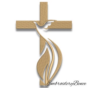 Dove cross embroidery design church logo pes pattern