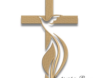 Dove cross embroidery design church logo pes pattern