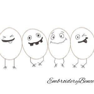 Funny eggs embroidery machine designs Easter pattern pes digital Instant download