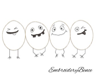 Funny Eggs Embroidery Machine Designs Easter Pattern Pes Digital Instant Download