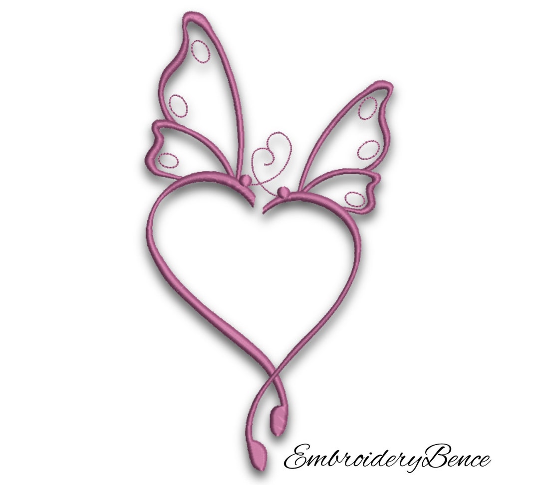 Embroidery Machine Design Heart Butterfly Valentine Pes Instant Digital ...