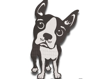 Boston Terrier embroidery designs machine pes pattern dog