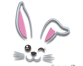 Bunny face embroidery machine design girl easter instant digital download