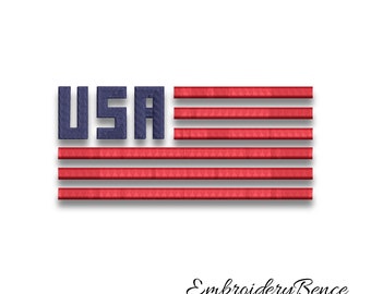 Usa flag embroidery machine designs July 4th Independence Day pes pattern
