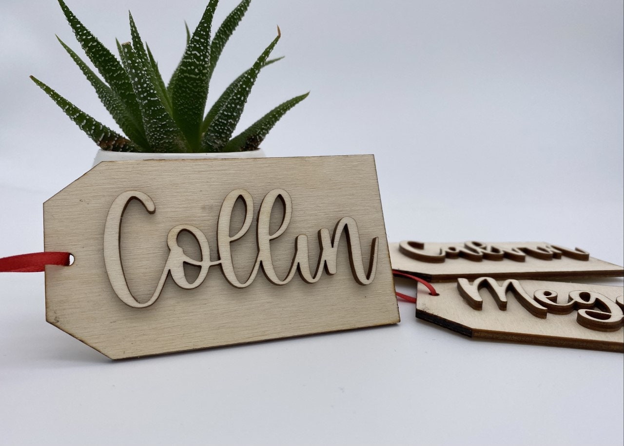 Personalized Wooden Name Gift Tag Birthday Gift Tag Stocking Etsy