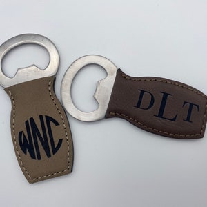Personalized Leather Bottle Opener, Monogram, Gift for Him, Monogram Bottle Opener, Groomsman Gift, Groom Gift