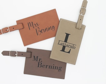 Personalized Leather Luggage Tag, Wedding Gift, Custom Leather Luggage Tag, Gift for Couple Honeymoon Gift