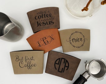 Personalized Leather Coffee Cup Sleeve, Coffee Cup Sleeve, Cup Sleeve, Coffee Sleeve, Personalized Coffee Sleeve, Leather Cup Sleeve