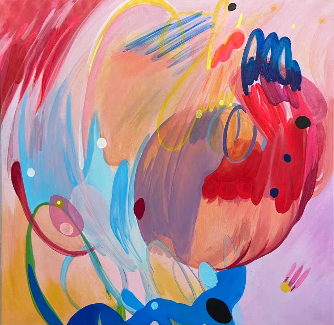 Peach Pit Art Print Abstract Painting Fine Art Giclee Print Summer