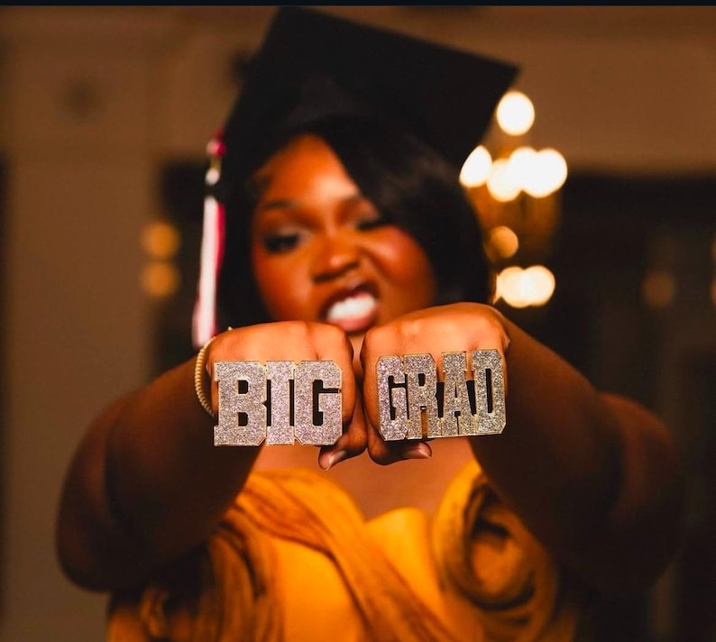 Big Grad Nameplate Knuckle Finger Ring | Jewelry - Etsy
