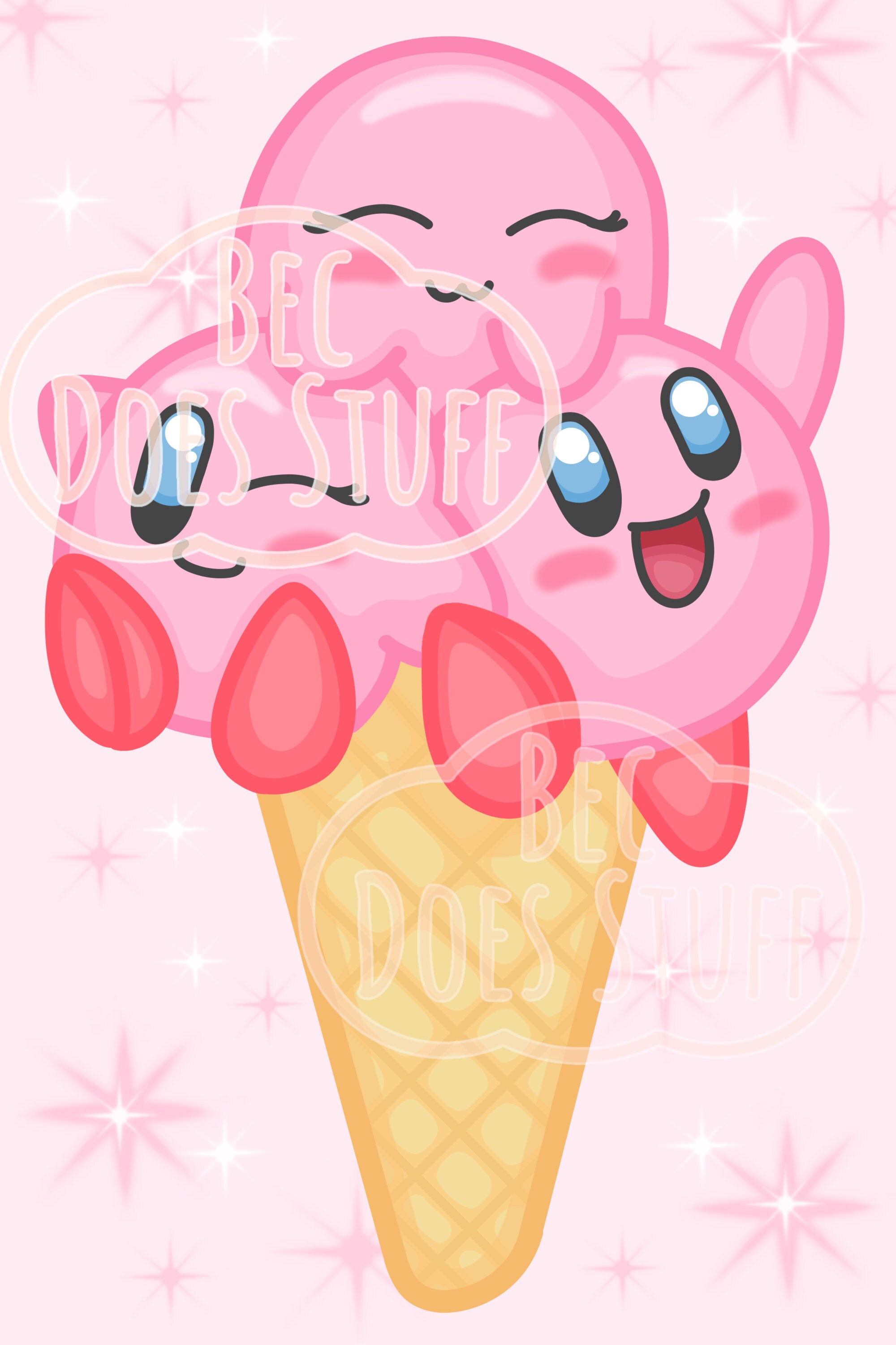 Ice Cream Kirby Print 6x4 inches Etsy