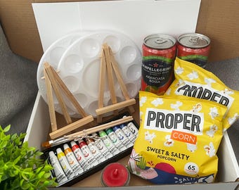 Sip and Paint Gift Set for 2 | Date Night at Home | Girl’s Night In | Valentine’s Day | Paint Your Partner | Birthday | Mother’s Day