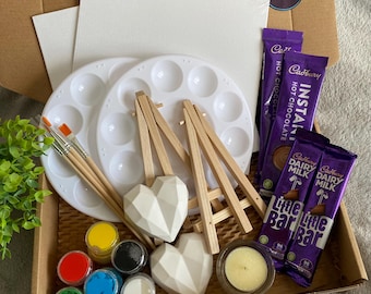 Chocolate Lover’s Sip and Paint Gift Set for 2 | Date Night at Home | Afternoon Tea | Art Set for Adults | Paint Your Partner | Family Fun
