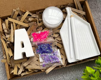 Decora tu propia letra con brillantina / Kit de decoración DIY / Set de manualidades para niños y adultos