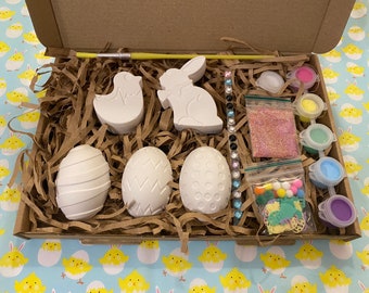 Kit de manualidades para pintar tu propio Pascua / Modelos de yeso de París / Artes y manualidades / Regalo de Pascua / ¡Alternativa al chocolate!