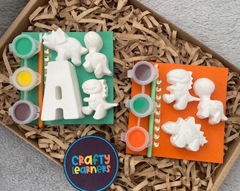 Paint Your Own Dinosaurs Mini Kits | Personalised Initial Name Letter | Birthday Party Favours | Craft Set for Kids and Adults | Gift