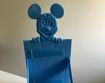 Vintage-Mickey Mouse bookshelf-book end-Disney book storage-blue-plastic
