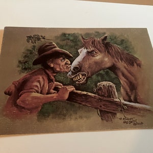 Carte rigolote 1983-The stand off-Cow boy-vintage-Nate Owen