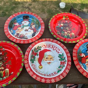 Five vintage Christmas ashtrays-Santa Claus-Christmas tree-snowman-do Christmas home accents-Christmas decor