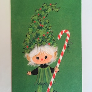carte de Noël vintage lutin-elfe