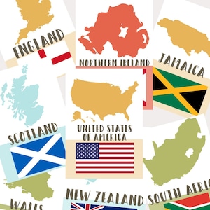 English-Speaking Countries Posters/Cards. 10 Posters for Classrooms *Digital Download*.