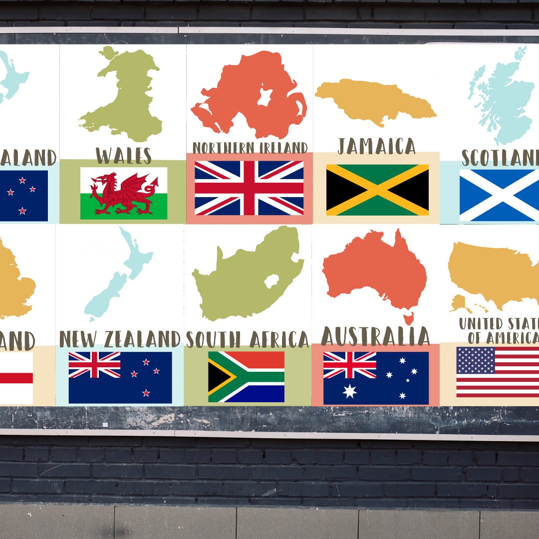 Affiches/cartes des pays anglophones. 10 affiches pour les salles de classe *Téléchargement