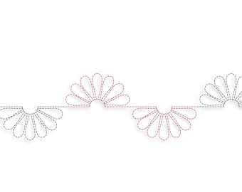 Half Flower Border Single Run Edge to Edge Continuous Quilt Block Embroidery design