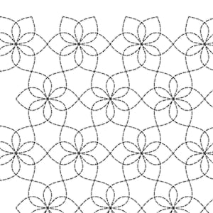 Flower Bloom Edge to Edge Continuous Quilt Block. Machine Embroidery Design File. Double Run