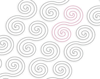 Spiral Single Run Edge to Edge Continuous Quilt Block Embroidery design