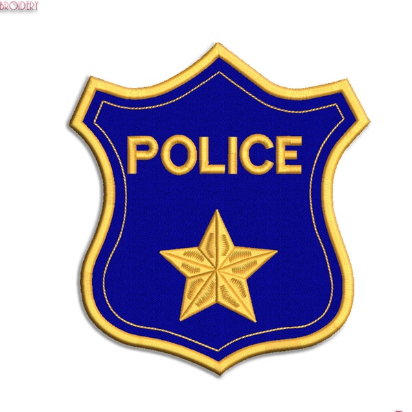 Police Badge Applique Embroidery design files.