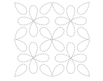 Four Leaves Flower Single Run Edge to Edge Continuous Quilt Block Embroidery design