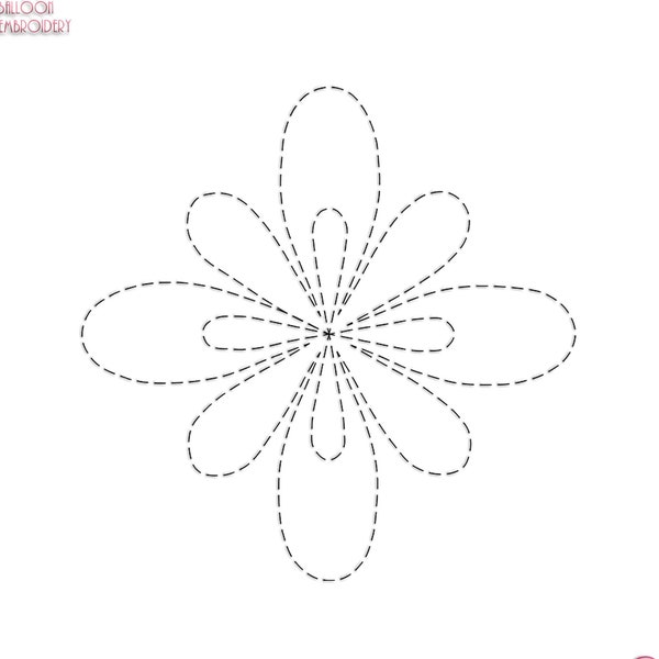 Flower Single Run Quilt Block Embroidery design.