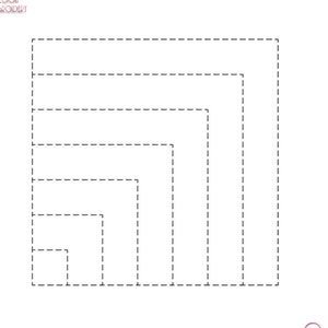 Peut inclure: Une image en noir et blanc de 21 carrés de différentes tailles, délimités par un trait pointillé. Le texte "21 tailles" est situé sous l'image.