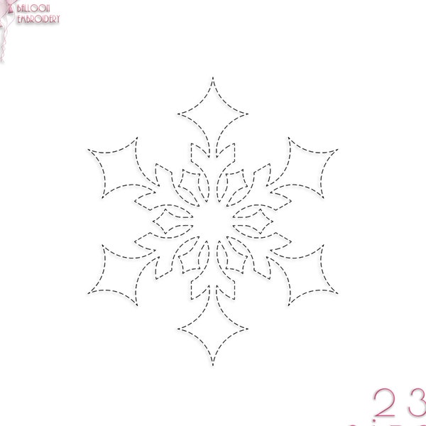 Snowflake Quilt Block Single Run Machine Embroidery design files.