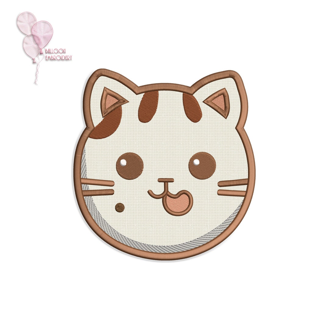 Kitty Cat Kawaii Applique Machine Embroidery Design Pattern - Etsy