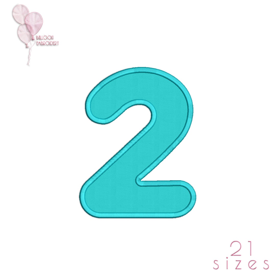 Number 2 Applique Machine Embroidery Design Files . Commercial Etsy