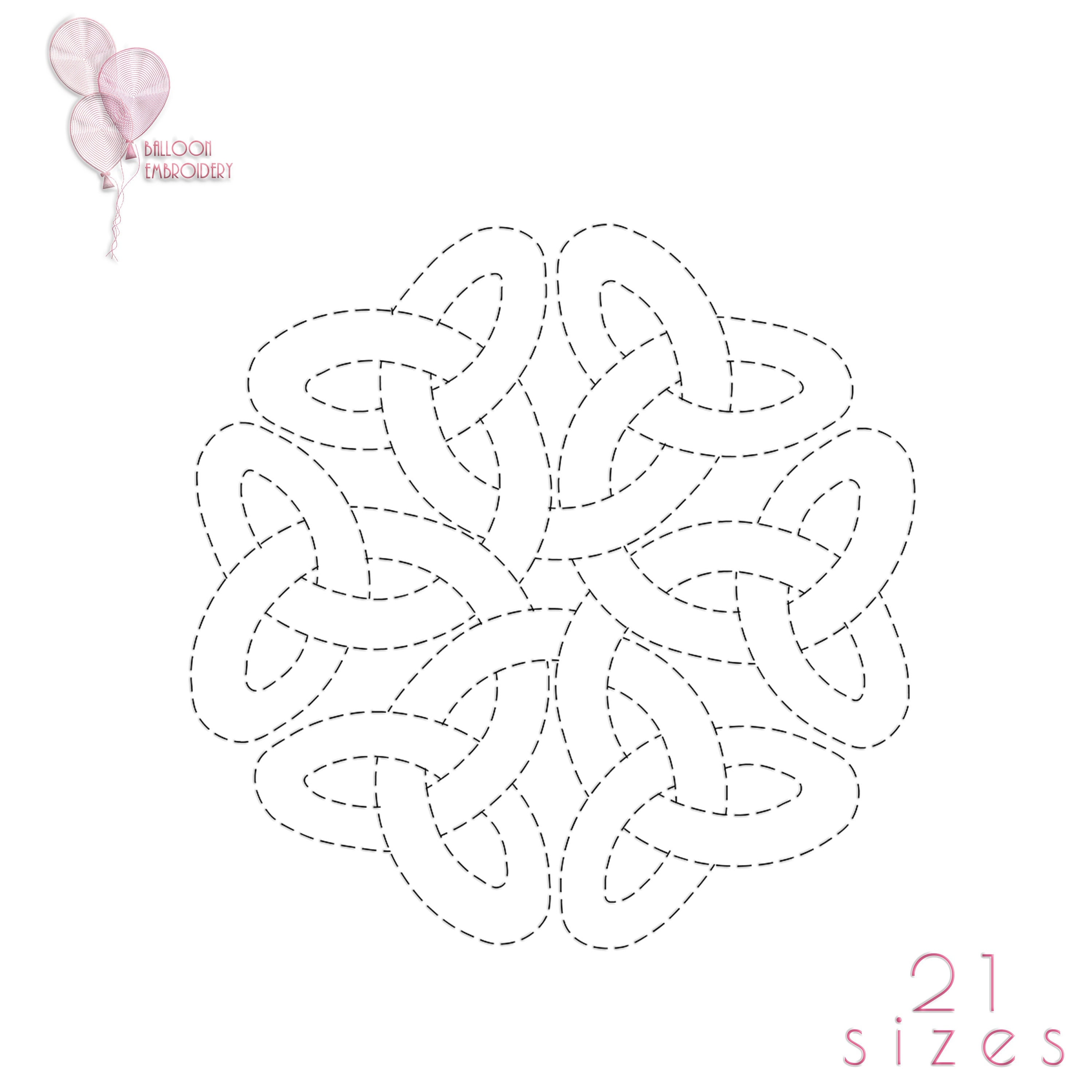Celtic Symbol Double Run Quilt Block Machine Embroidery design file BE0179