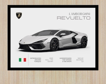 Lamborghini Revuelto Grey 2024 | 36x24 Inch Digital Download