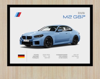 BMW M2 G87 Poster | Digital Download | Printable Car Poster | Supercar Poster | BMW Poster | A4 Car Home Deco Poster