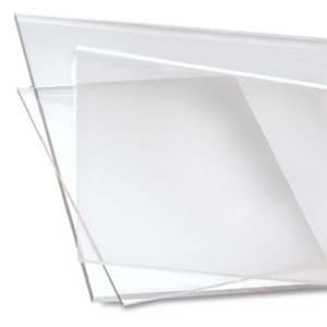 May include: Three clear acrylic sheets stacked on top of each other. The sheets are smooth and translucent.