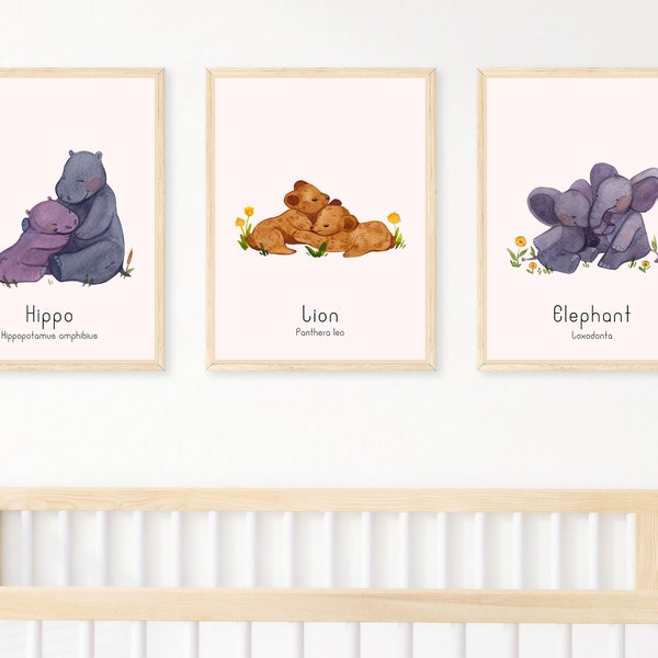 Kids Room Poster Set | Digital Download | Set of 3 Animal Posters | Especially for Children | Printable Wall Posters