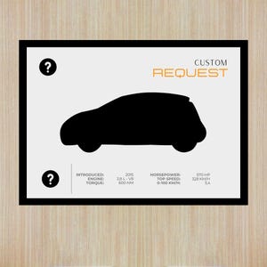 Poster de carro personalizado com especificações | Download Digital | pôster de carro imprimível | próprio carro pôster | pôster das especificações do carro | Póster Carro Home Deco
