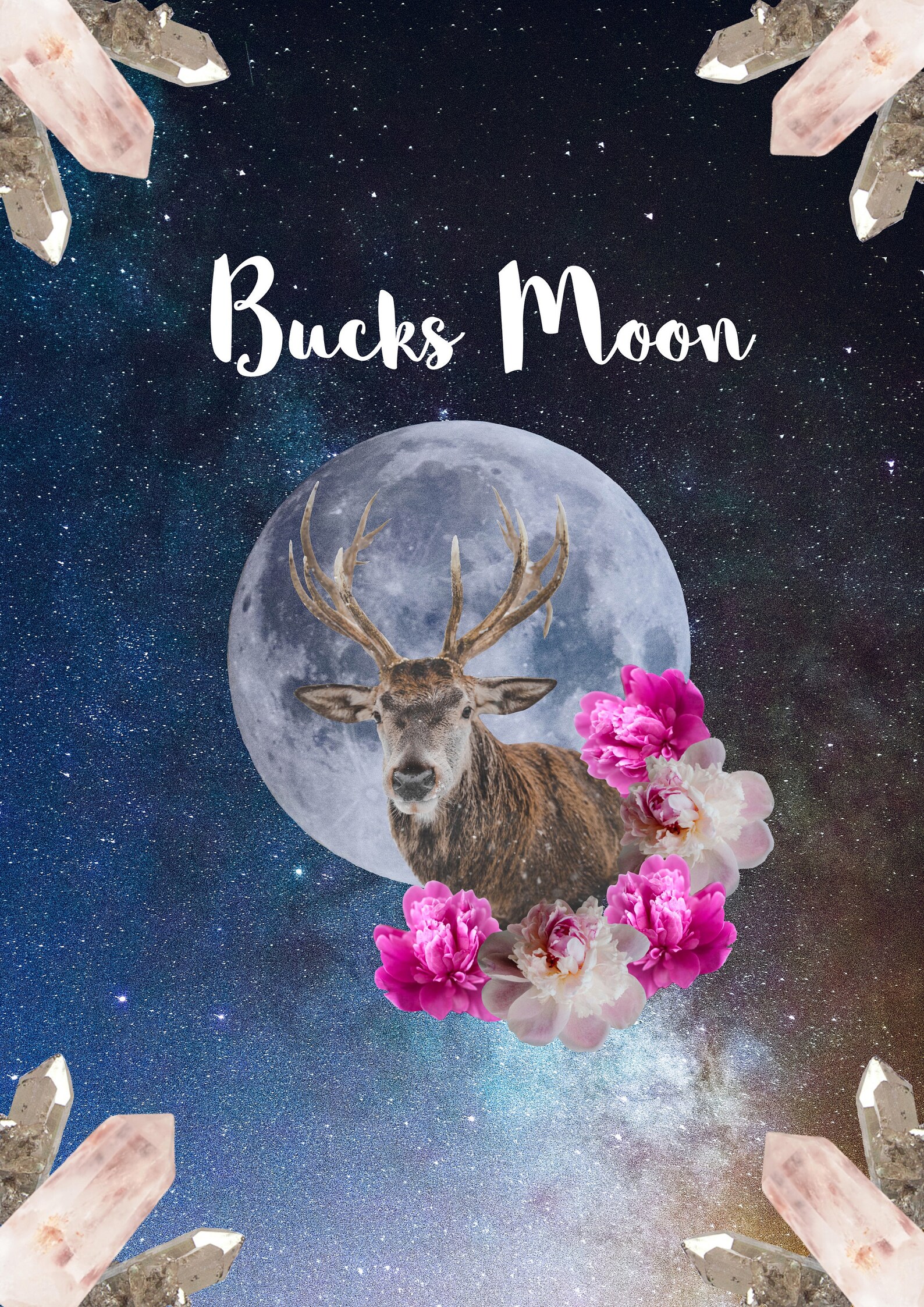 Bucks Moon Full Moon Art Print Spiritual Art Celestial Art Etsy