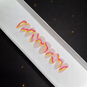 Abstract Swirl Press On Nails || Swirly Nails || Neon Swirl Nails || Glue On Nails