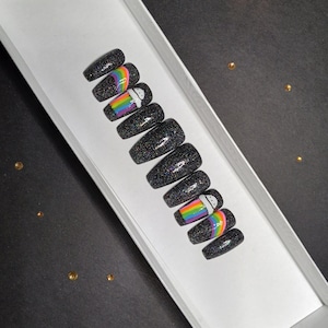 Beam Me Up! Space Press On Nails || Galaxy Press On Nails || UFO Nails || Rainbow Nails || Holographic Nails