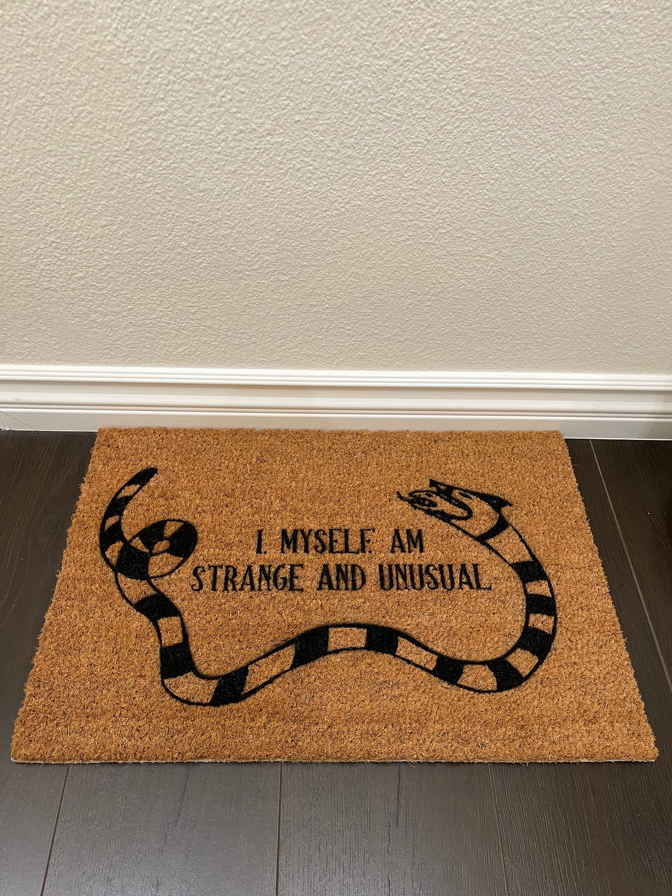 Beetle Juice Doormat I Myself Am Strange and Unusual Doormat Etsy UK