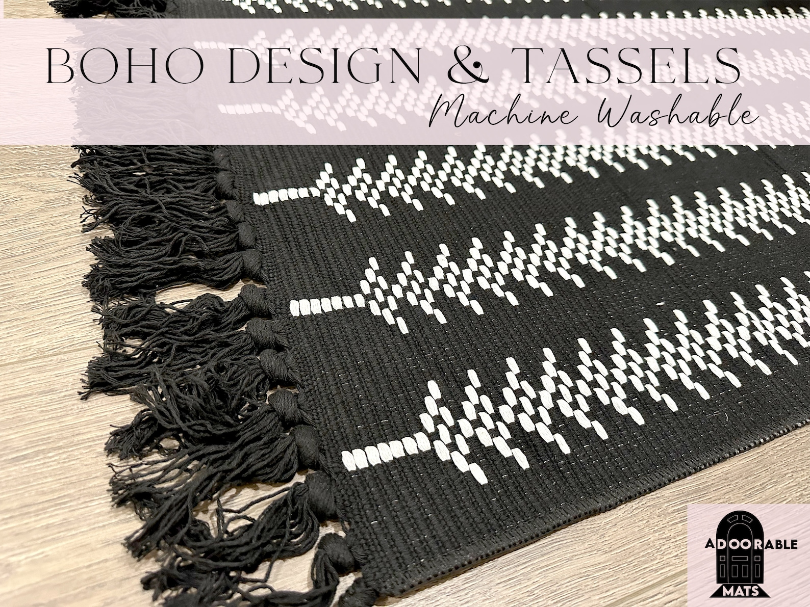 24x36 Inch Black and White Boho Rug Doormat Layering Rug - Etsy