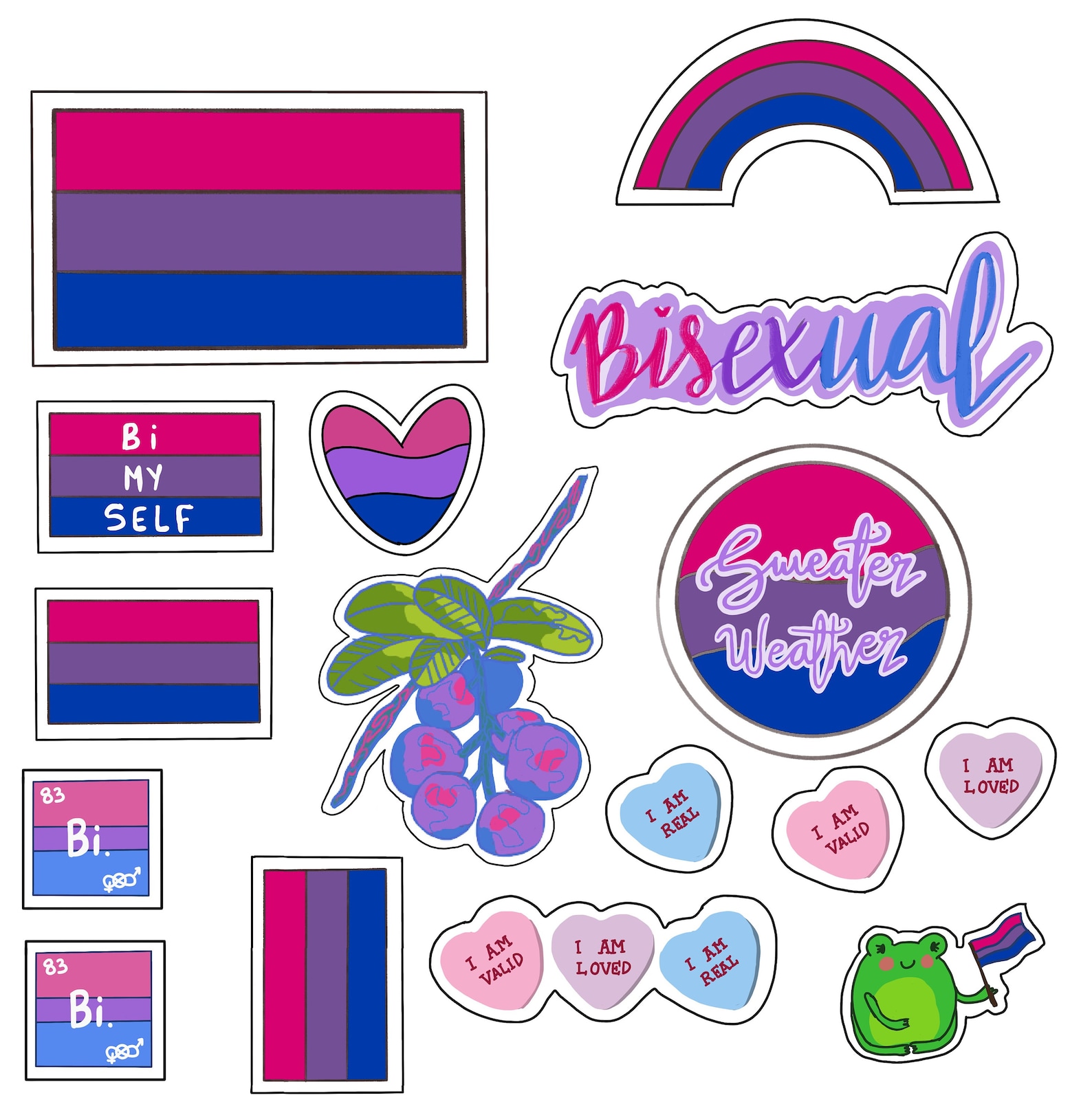 Pride Month Stickers Bisexual Pride Month Printables Etsy